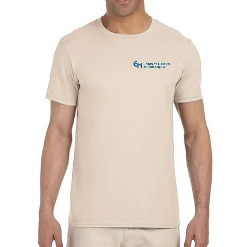 Gildan Adult Softstyle CHOP Neutral Color T-Shirt with Blue Logo