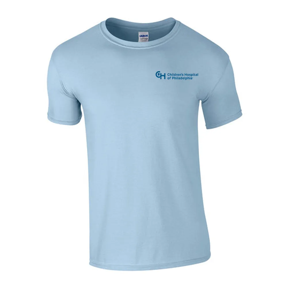 Gildan Adult Softstyle CHOP Neutral Color T-Shirt with Blue Logo