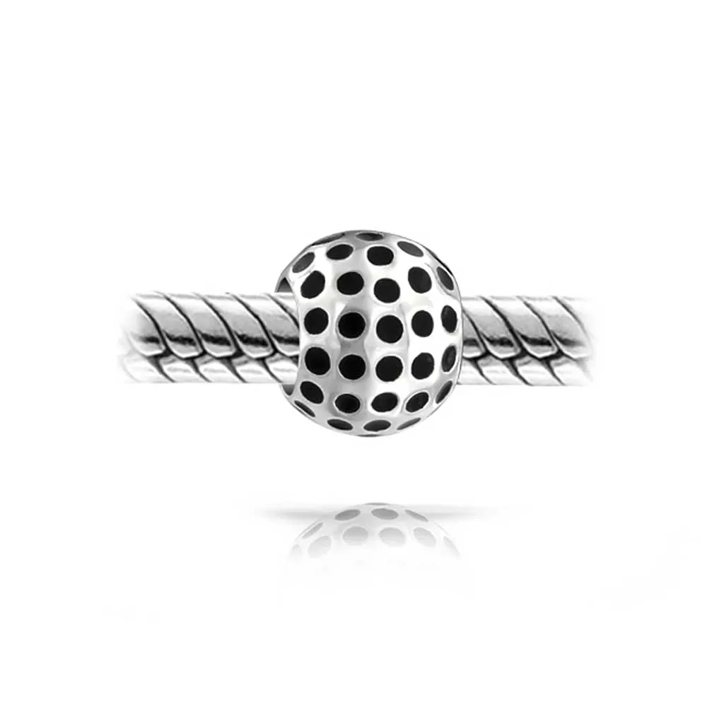 Golf Bag Clubs Sports Golfer Ball Charm Bead .925Sterling Silver