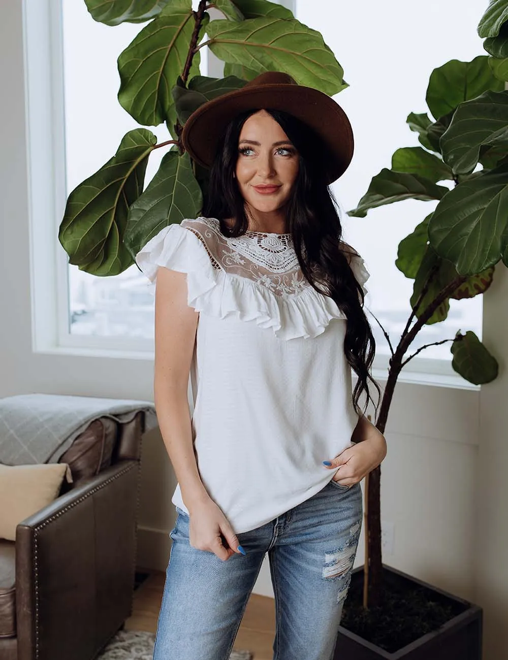 Graced With Lace and Ruffle Top