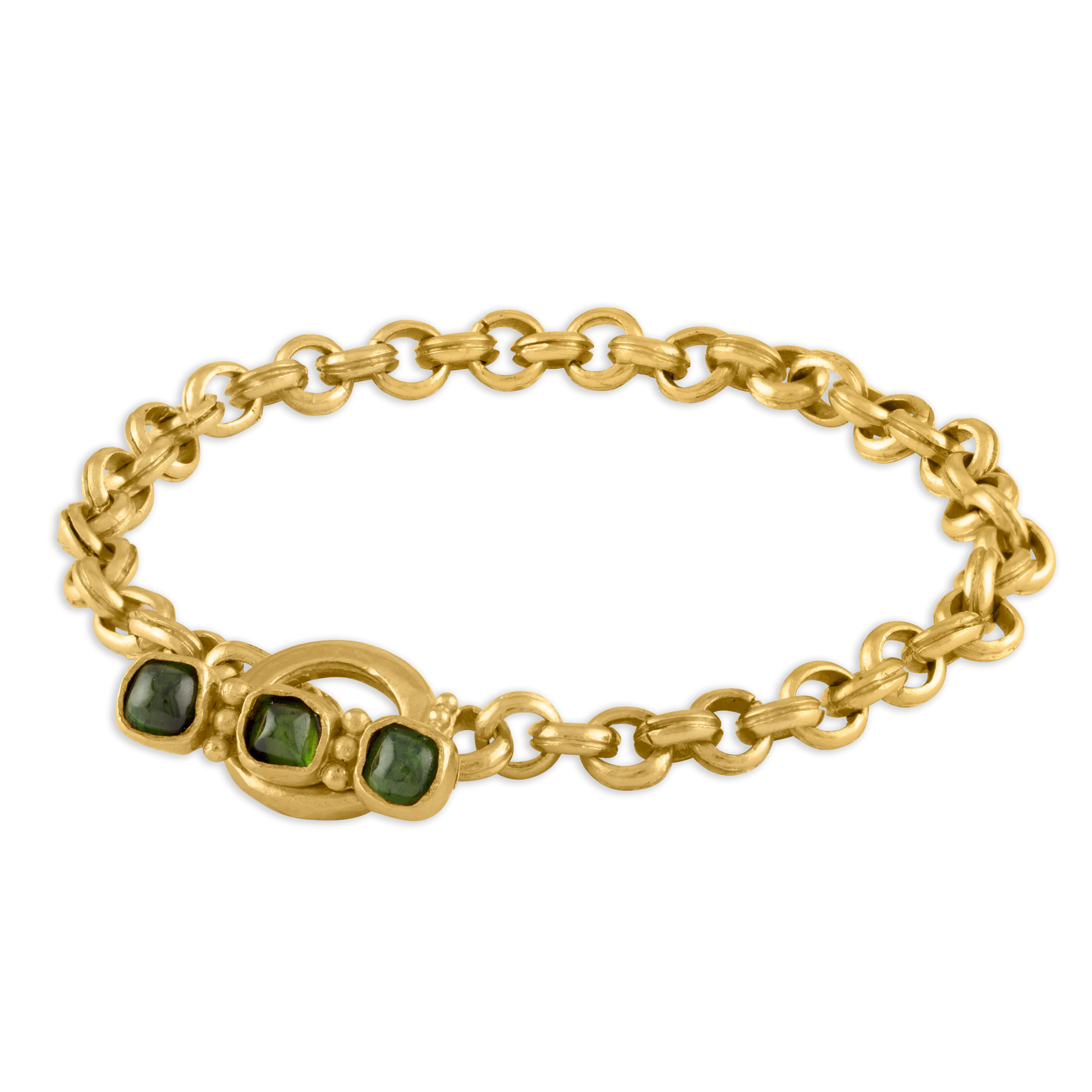 Green Tourmaline Double Link Chain Bracelet