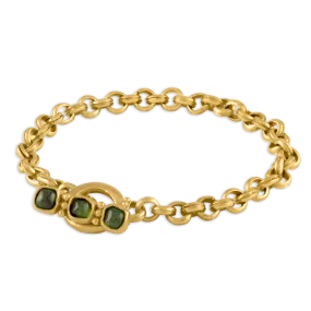 Green Tourmaline Double Link Chain Bracelet