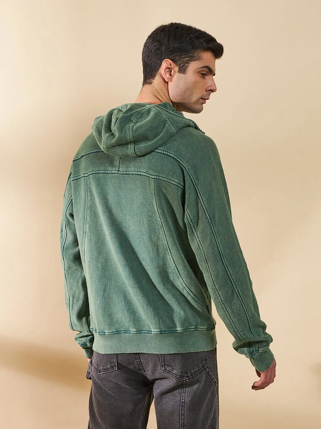 Green Washed Baggy Smugglers Hooded Sweatshirt