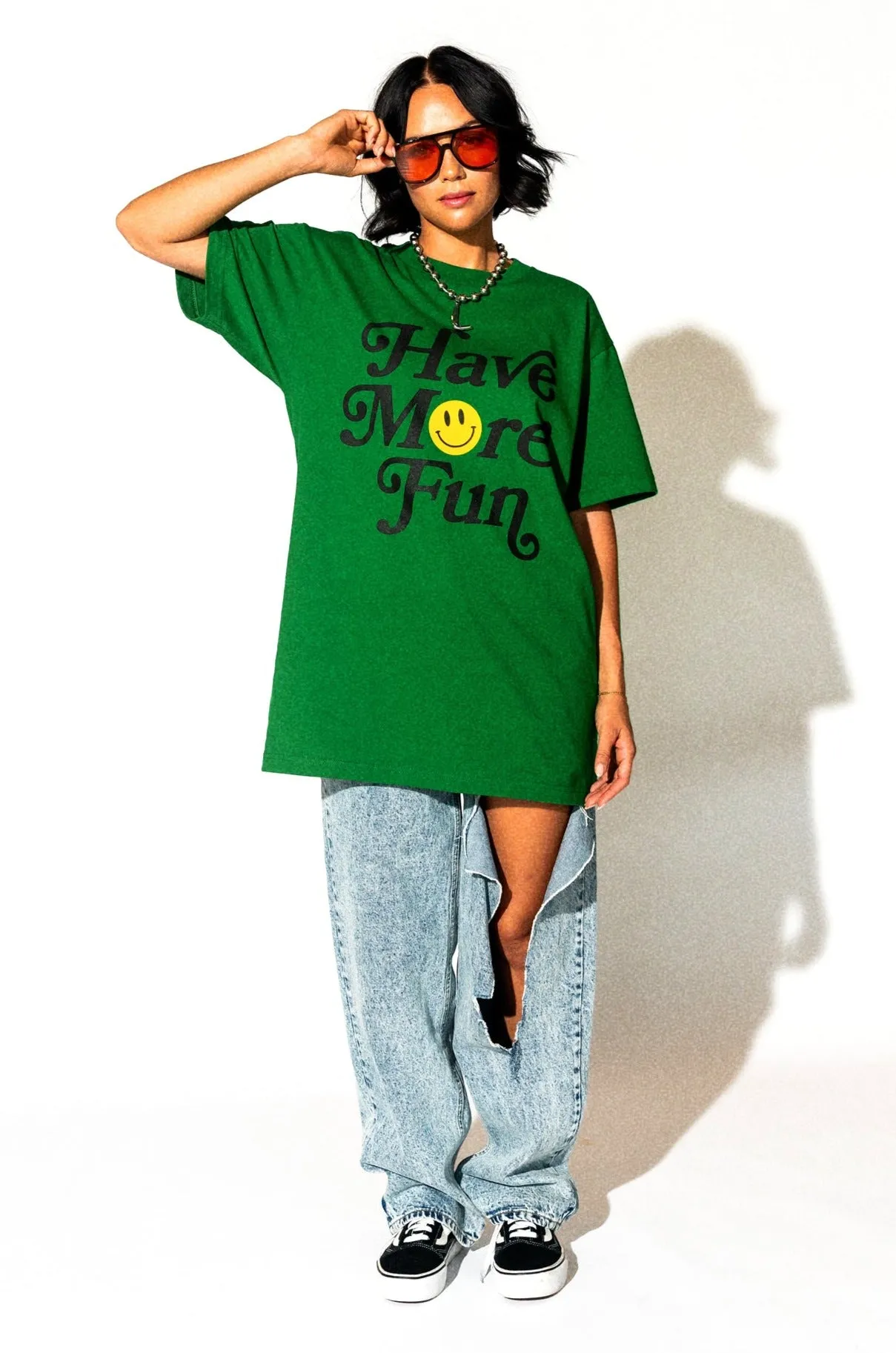 Have More Fun Oversized Tee in Green