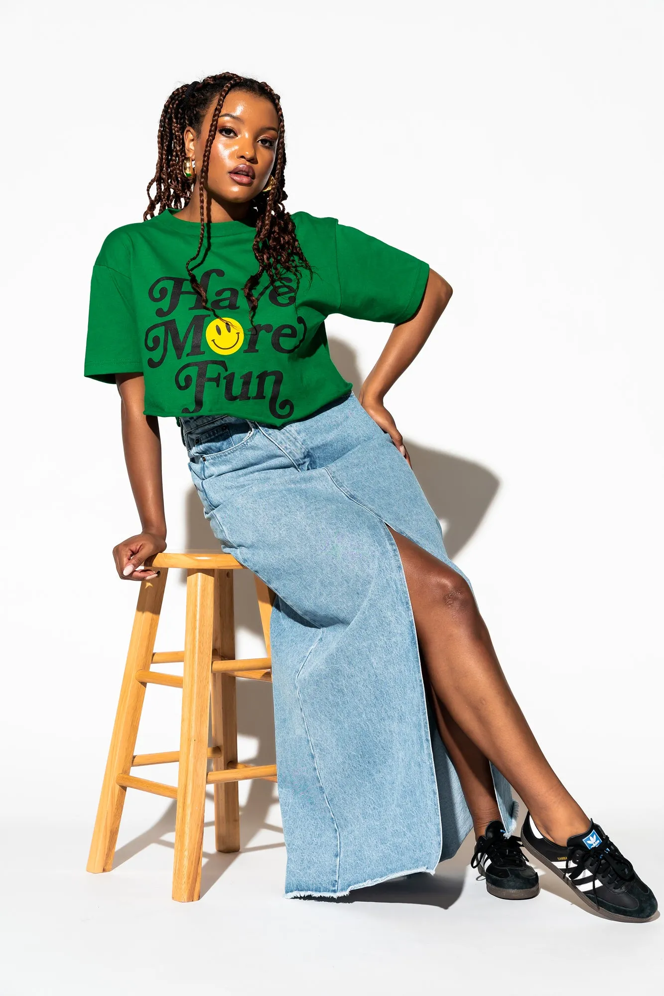 Have More Fun Oversized Tee in Green