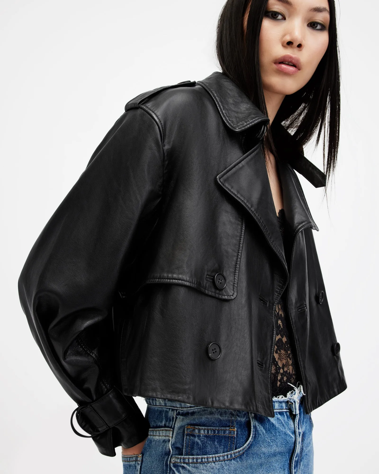 Hendry Crop Leather Trench