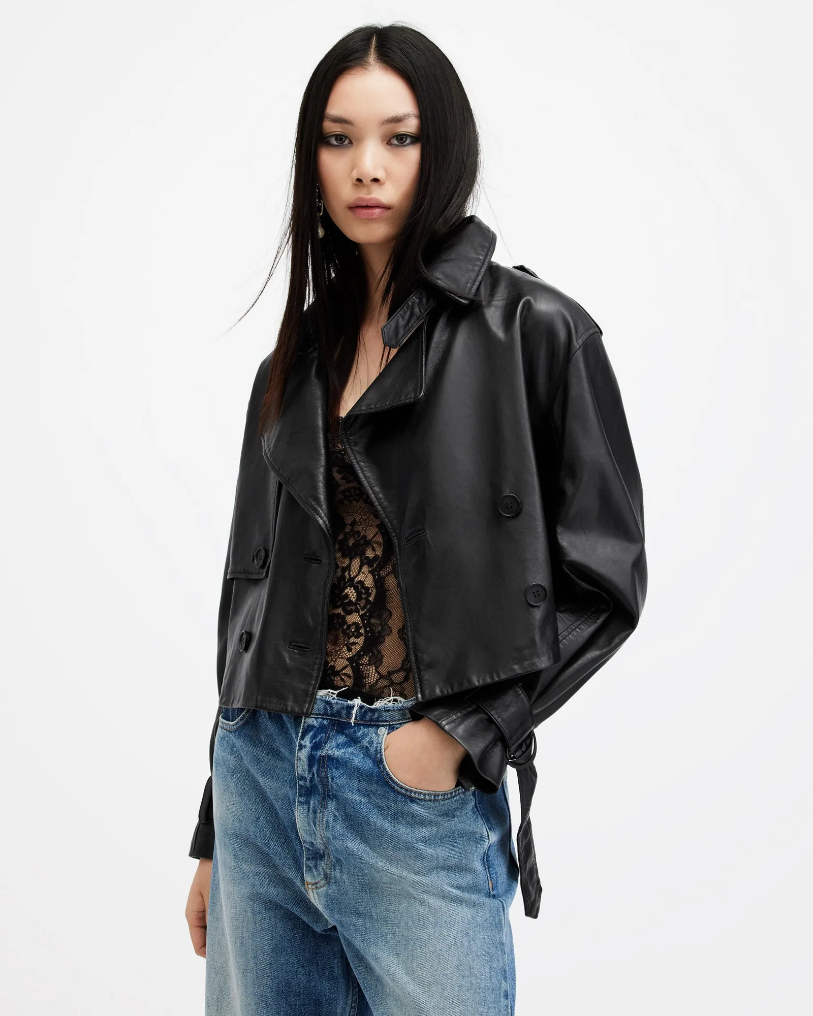 Hendry Crop Leather Trench