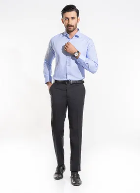 Herringbone Textured-Blue, Delta Cotton Rich Formal Shirt