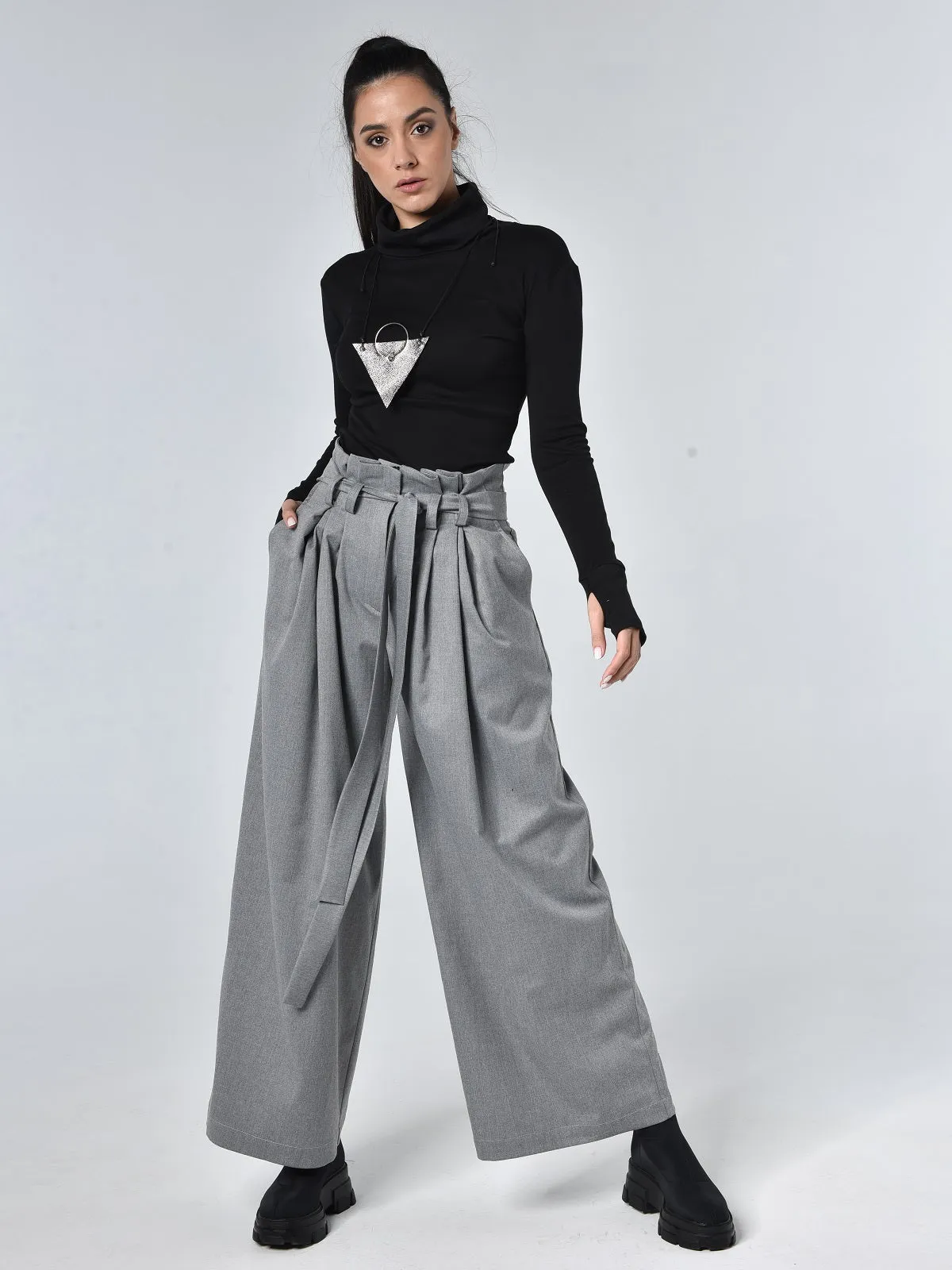 High Waisted Belted Pants