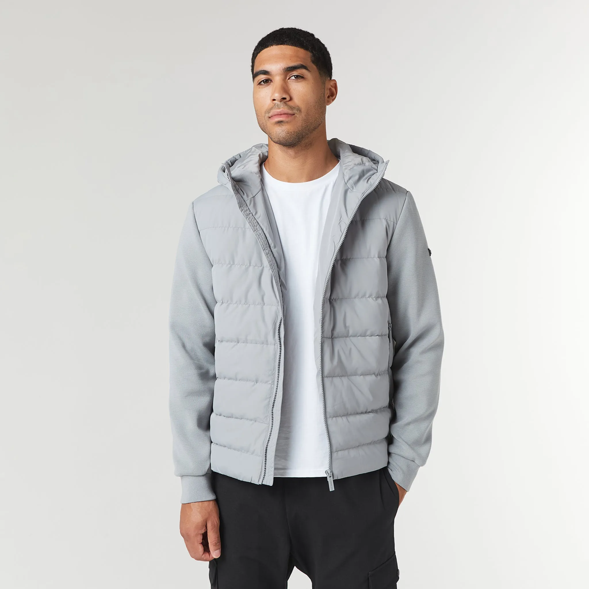 Hooded Hybrid Jacket | Ice Grey