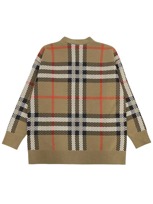 Kids Vintage Check Wool Cardigan Beige