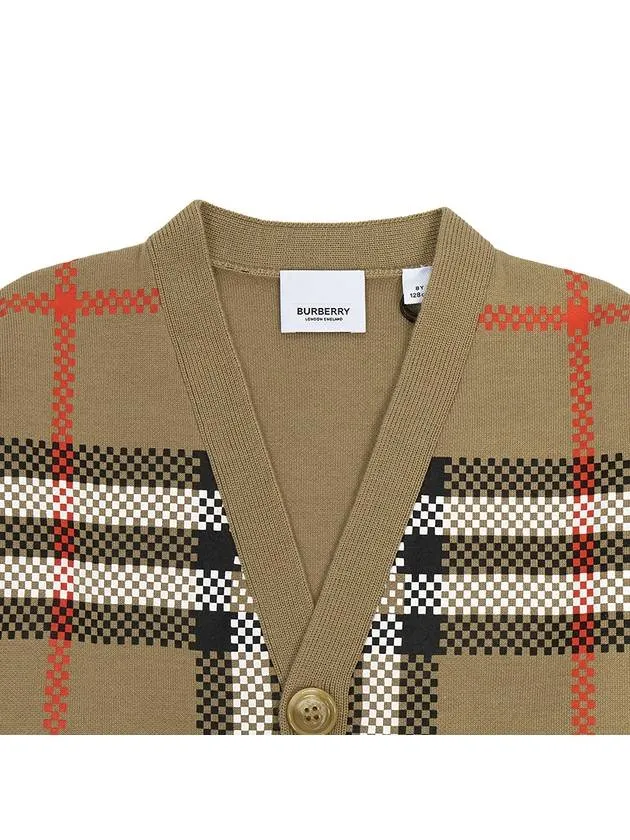 Kids Vintage Check Wool Cardigan Beige