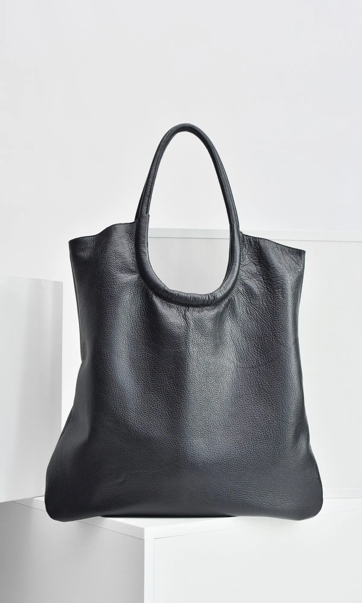 Leather Tote Bag with Key Pouch