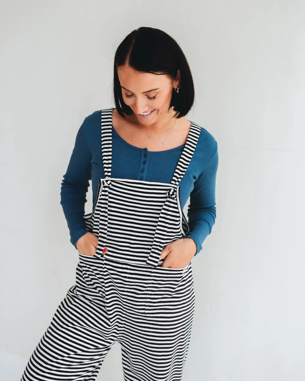 Lila Mono Stripe Dungarees