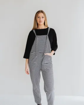 Lila Mono Stripe Dungarees