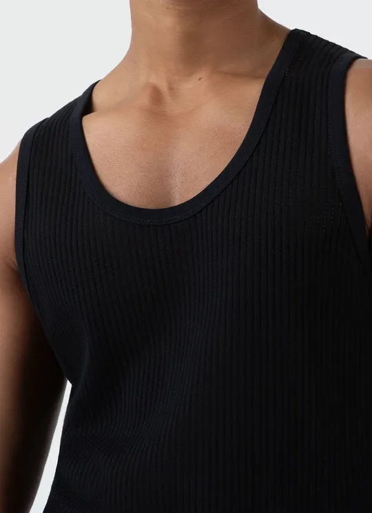 Linear Mesh Tank Top Black