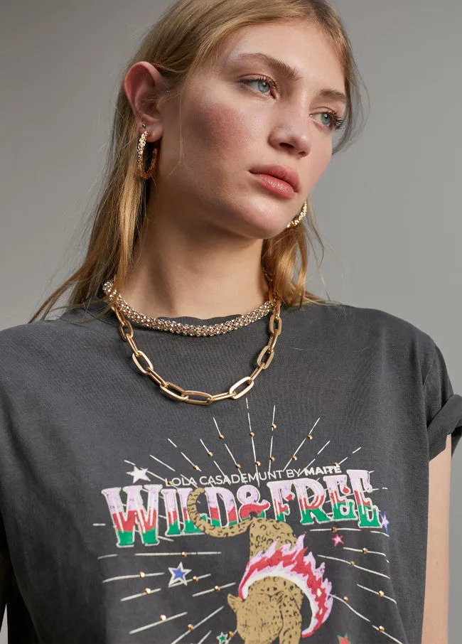 Lola Casademunt Grey Wild & Free T-shirt