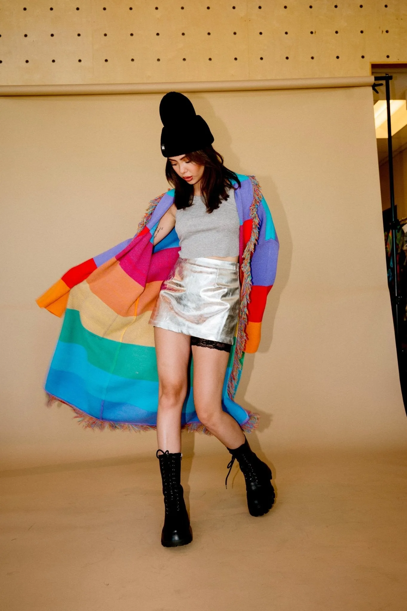 Luxe Fringe Blanket Cardigan in Chasing Rainbows