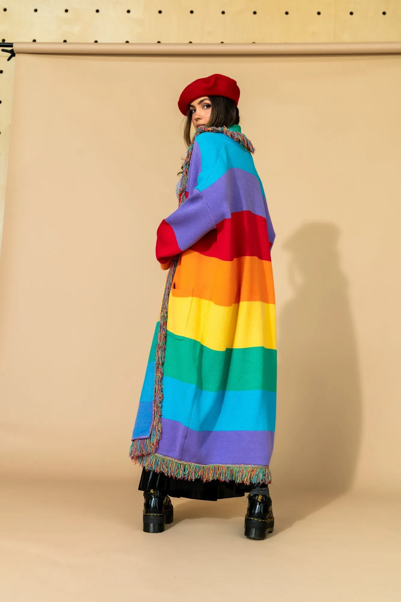 Luxe Fringe Blanket Cardigan in Chasing Rainbows