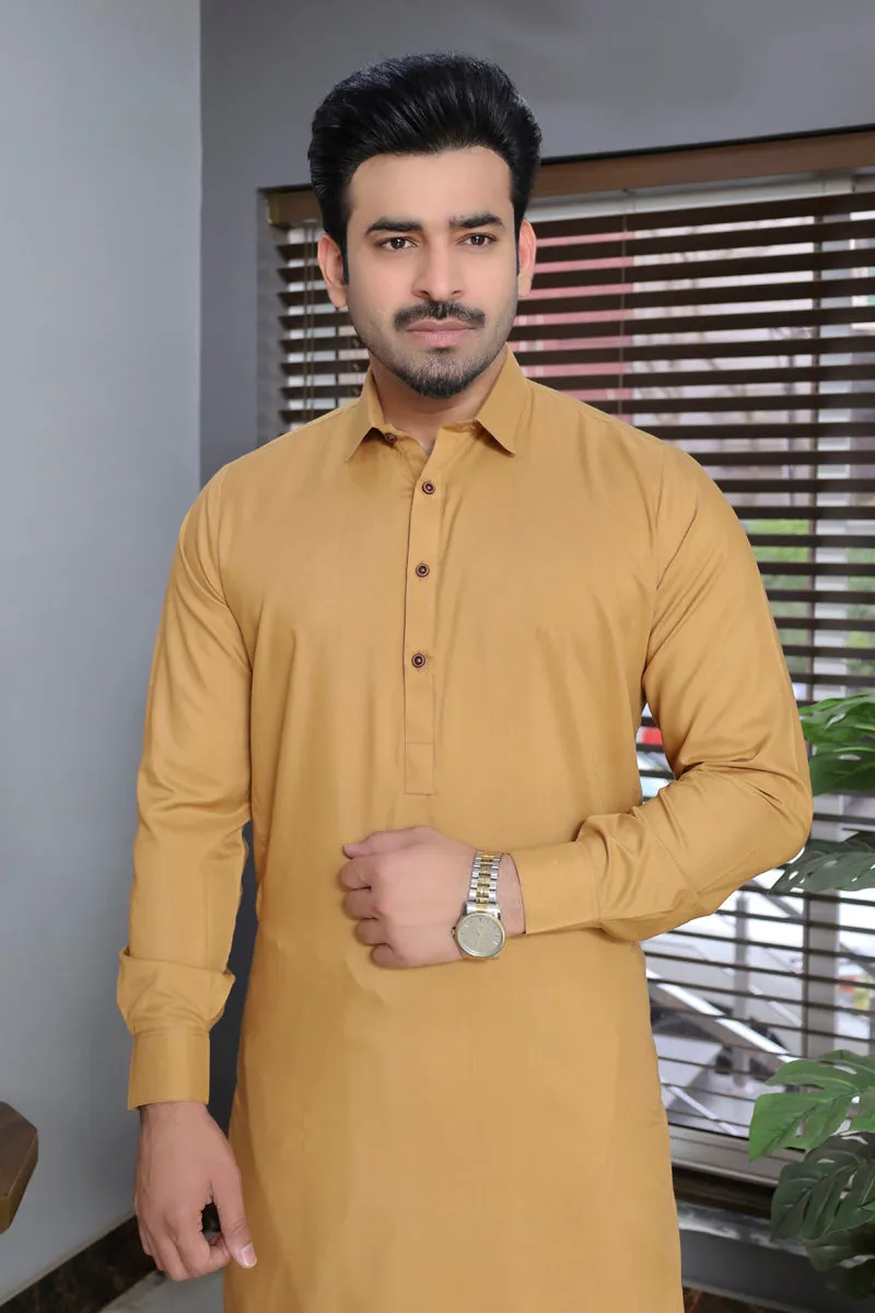 Men Blended Wash-n-Wear Kameez Shalwar D-Gold