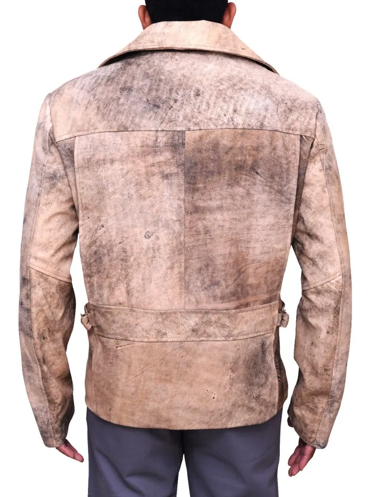 Men Distressed Brown Biker Jacket