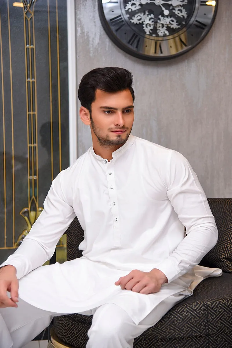 Men Premium Shalwar Kameez Off-White