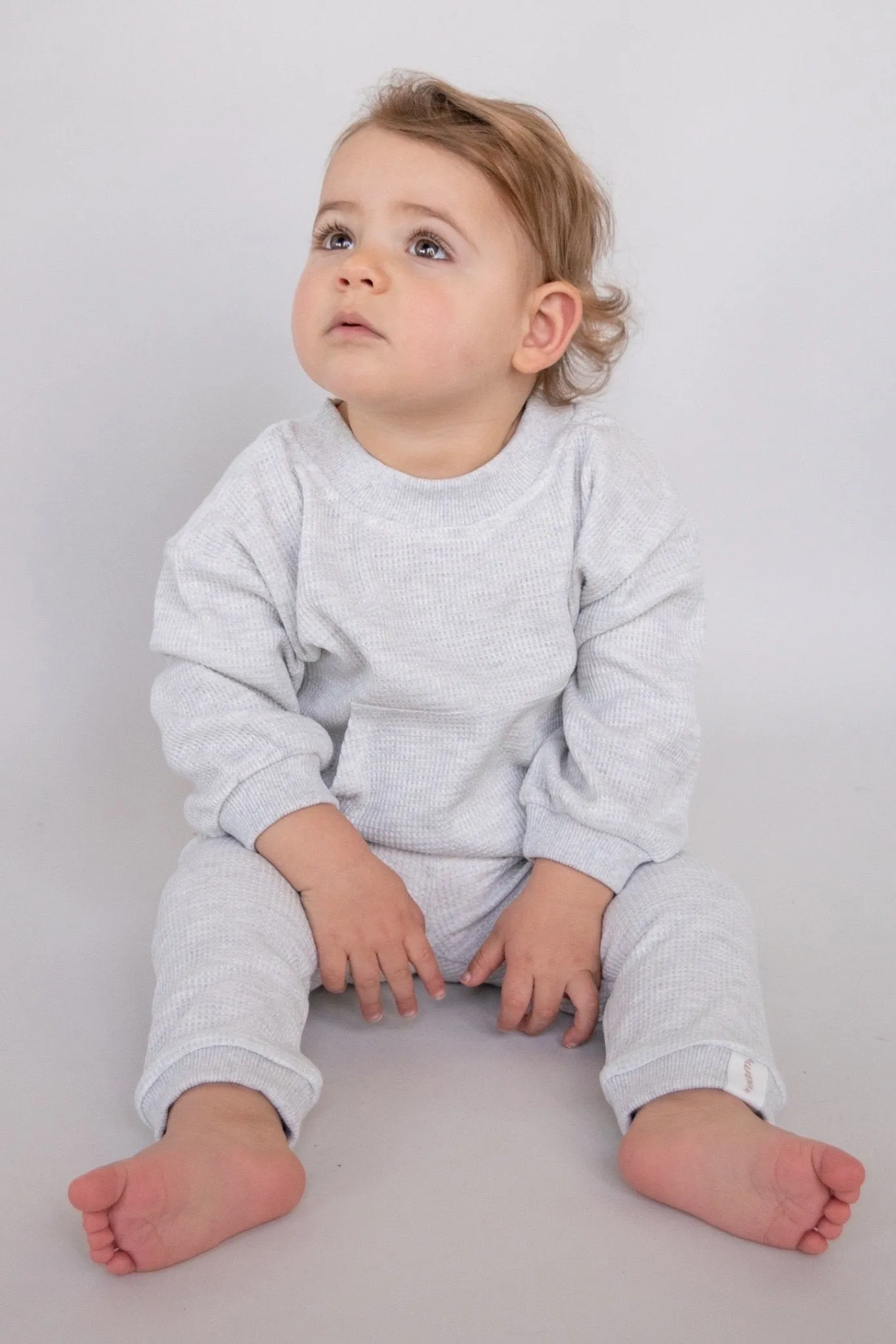 Mini Waffle Crew Jumper (White Marle)