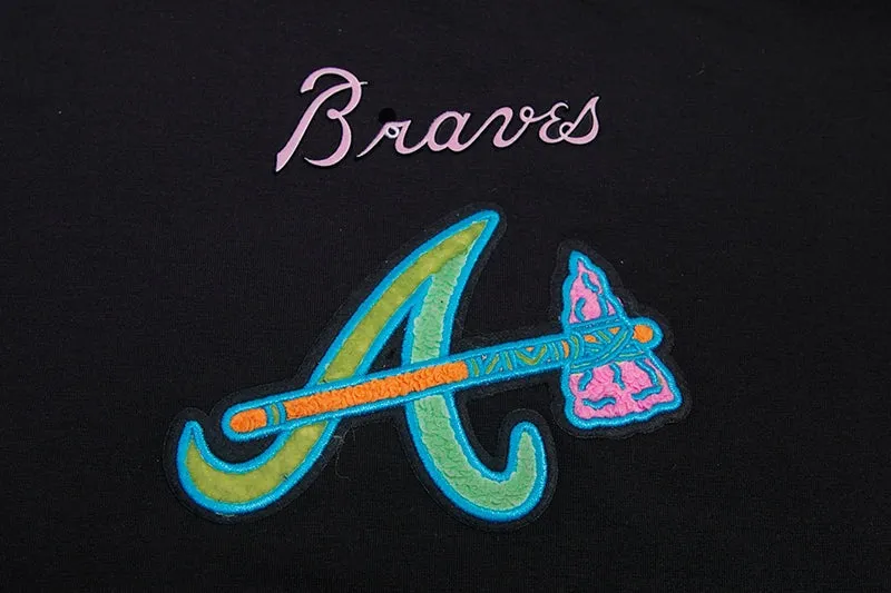 MLB ATLANTA BRAVES WASHED NEON WOMEN'S BOXY TEE (BLACK)