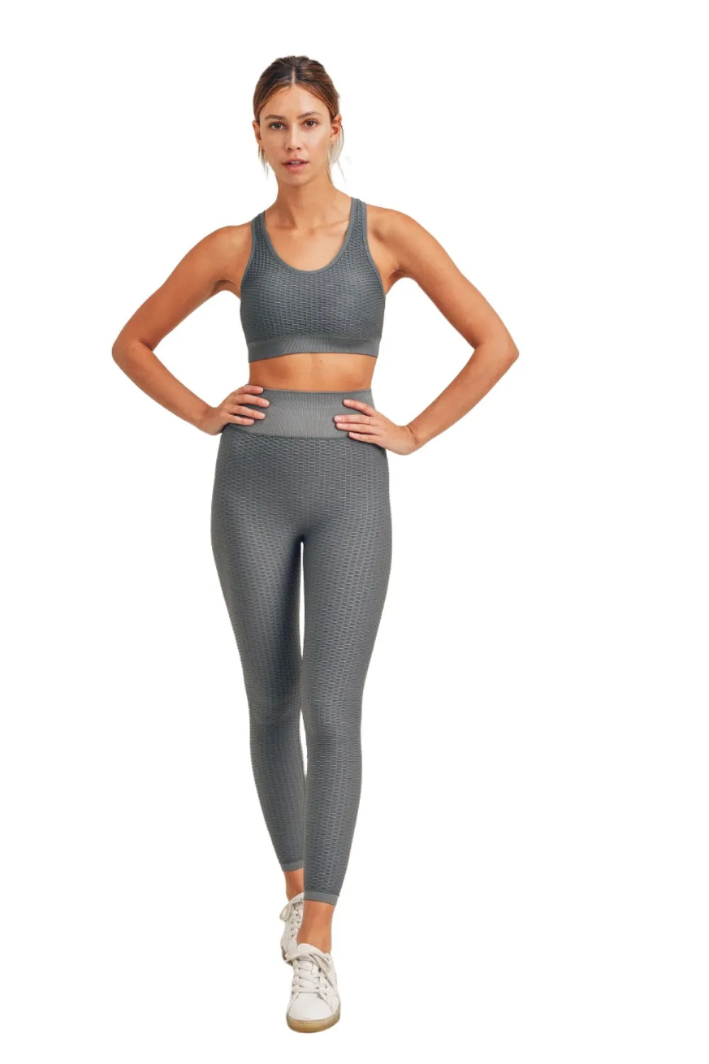 Mono B Jacquard & Ribbed Seamless High-Waisted Leggings APH-A7116