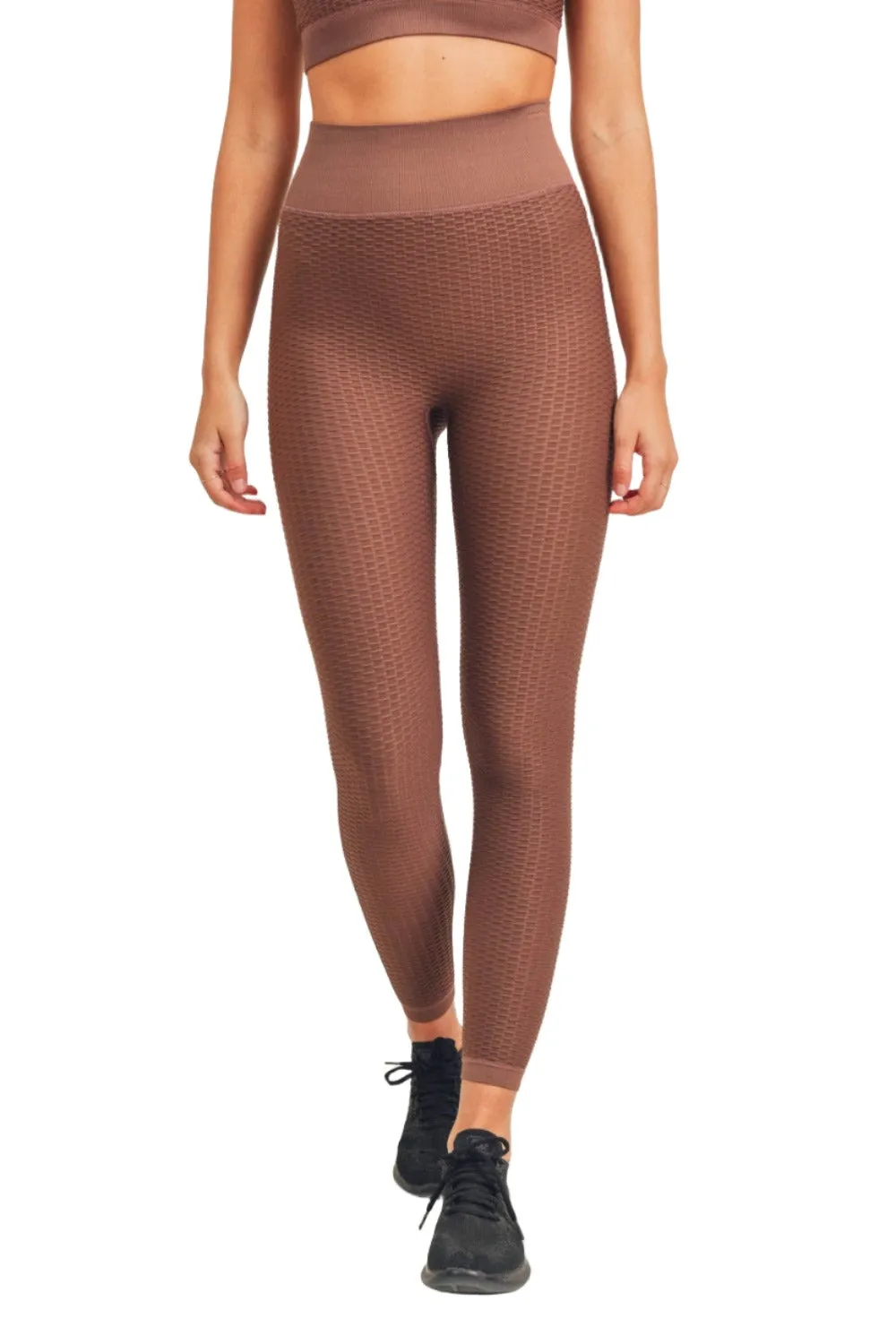 Mono B Jacquard & Ribbed Seamless High-Waisted Leggings APH-A7116