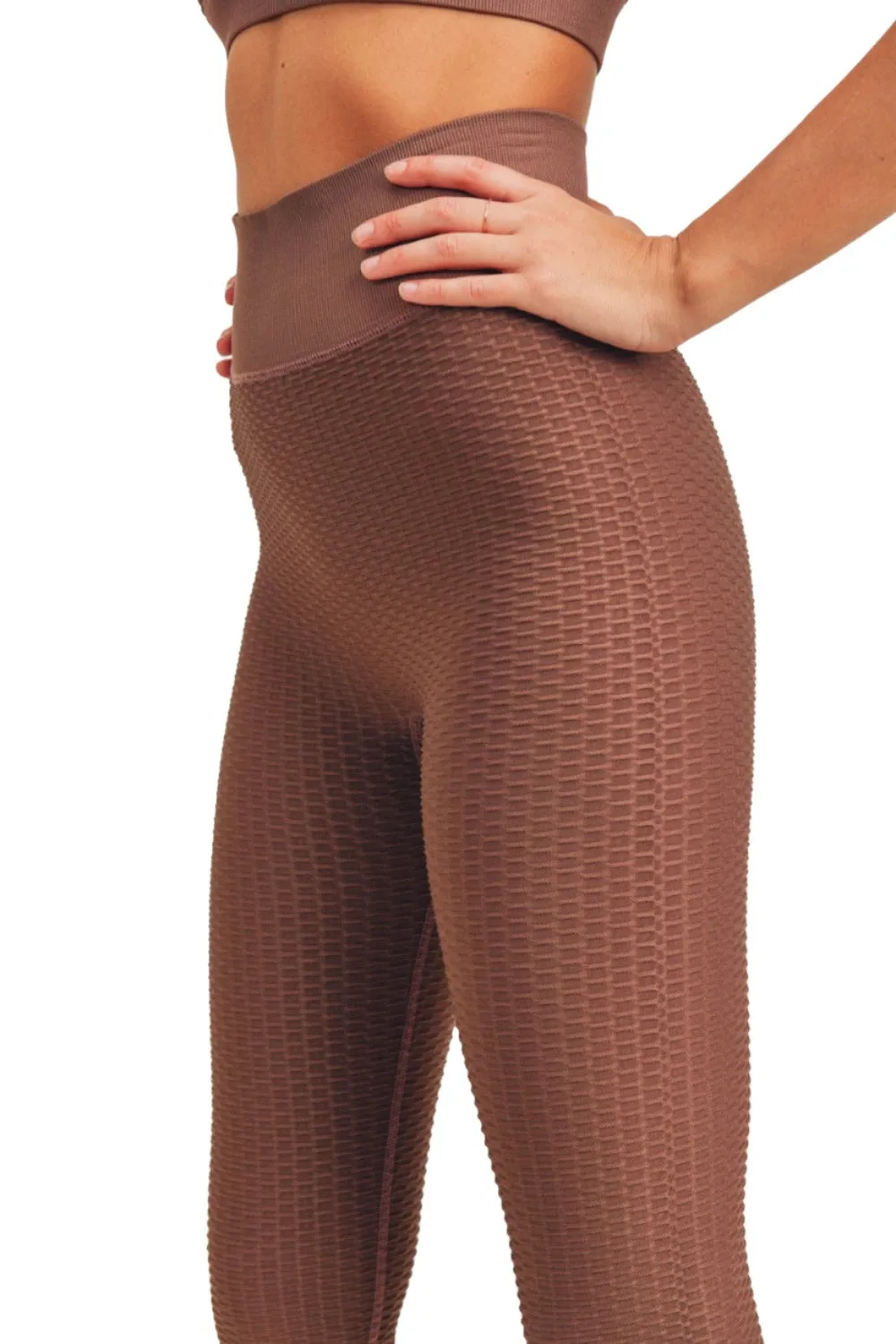 Mono B Jacquard & Ribbed Seamless High-Waisted Leggings APH-A7116