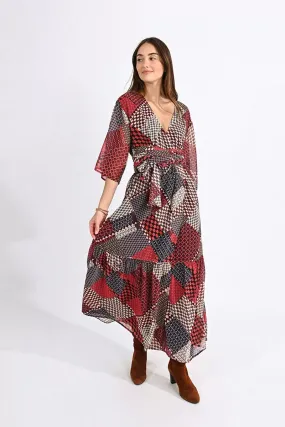 Multicolor Patchwork Maxi Dress