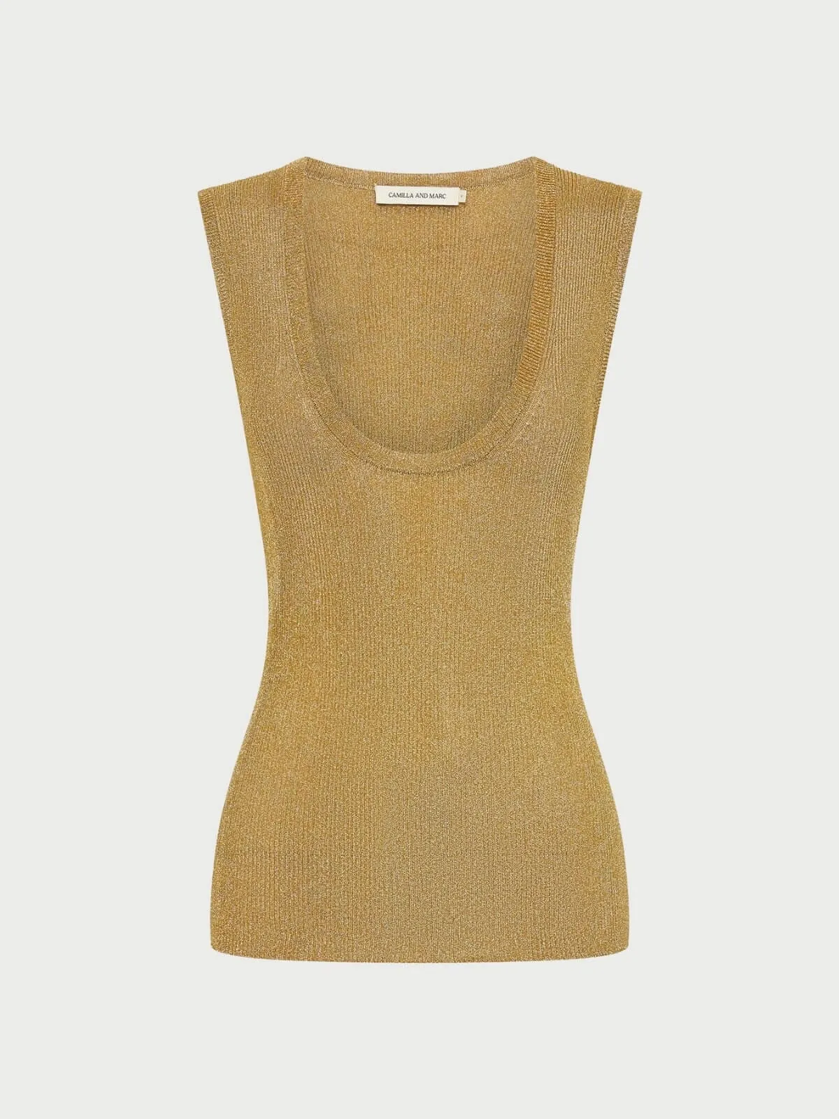 Nox Metallic Knit Top - Gold