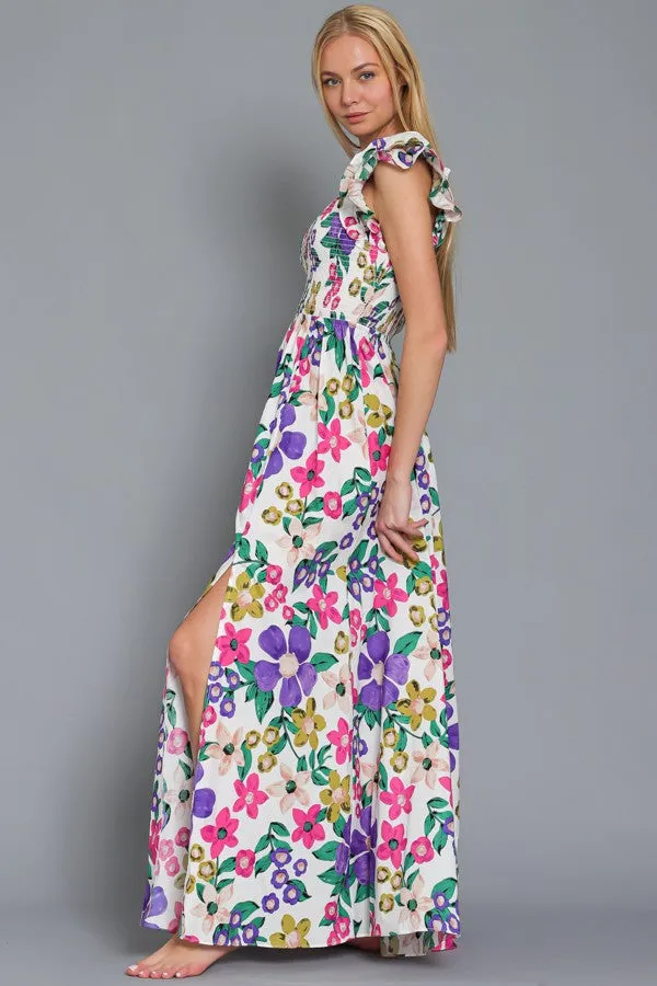 One Shoulder Summer Floral Maxi Dress