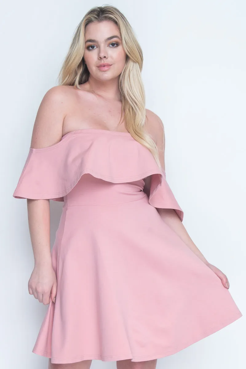 Open Shoulders Cocktail Swing Midi Dress (MD2402)