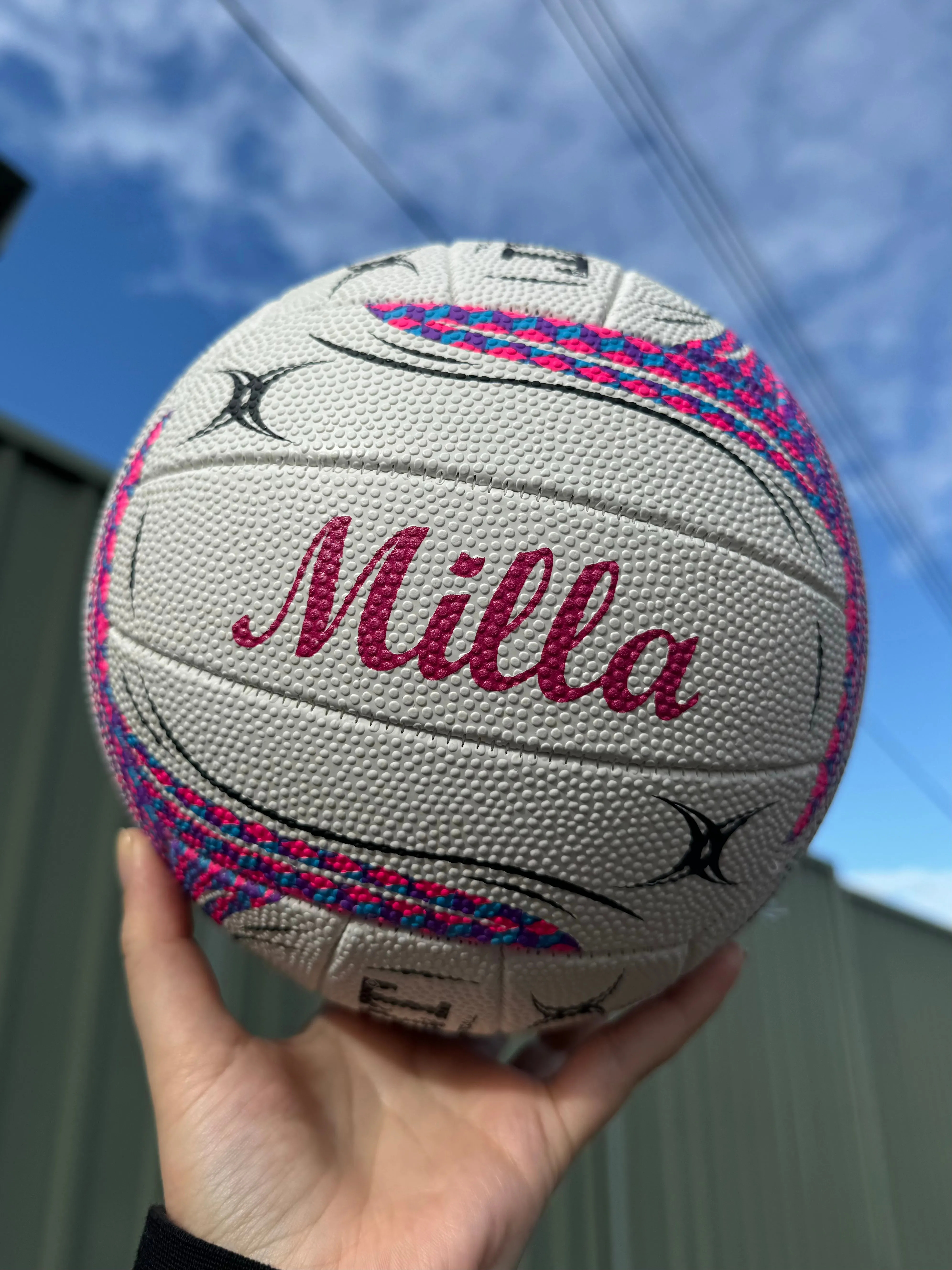 Personalised Gilbert White Spectra Netball (SIZE 4, 5)