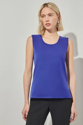 Plus Size Mid-Length Scoop Neck Knit Tank, Sapphire Sea