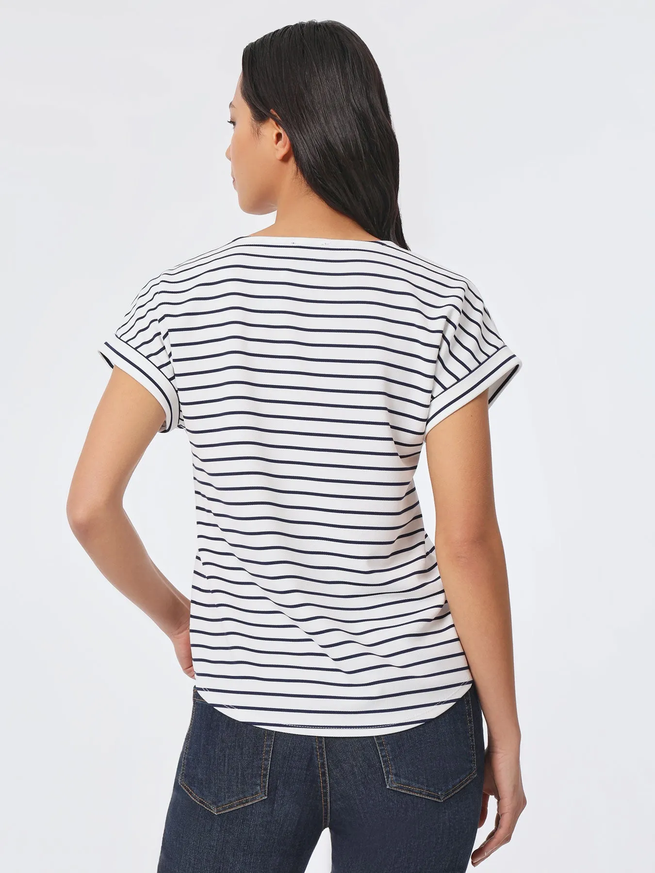 Plus Size Striped Pique Pullover Tee