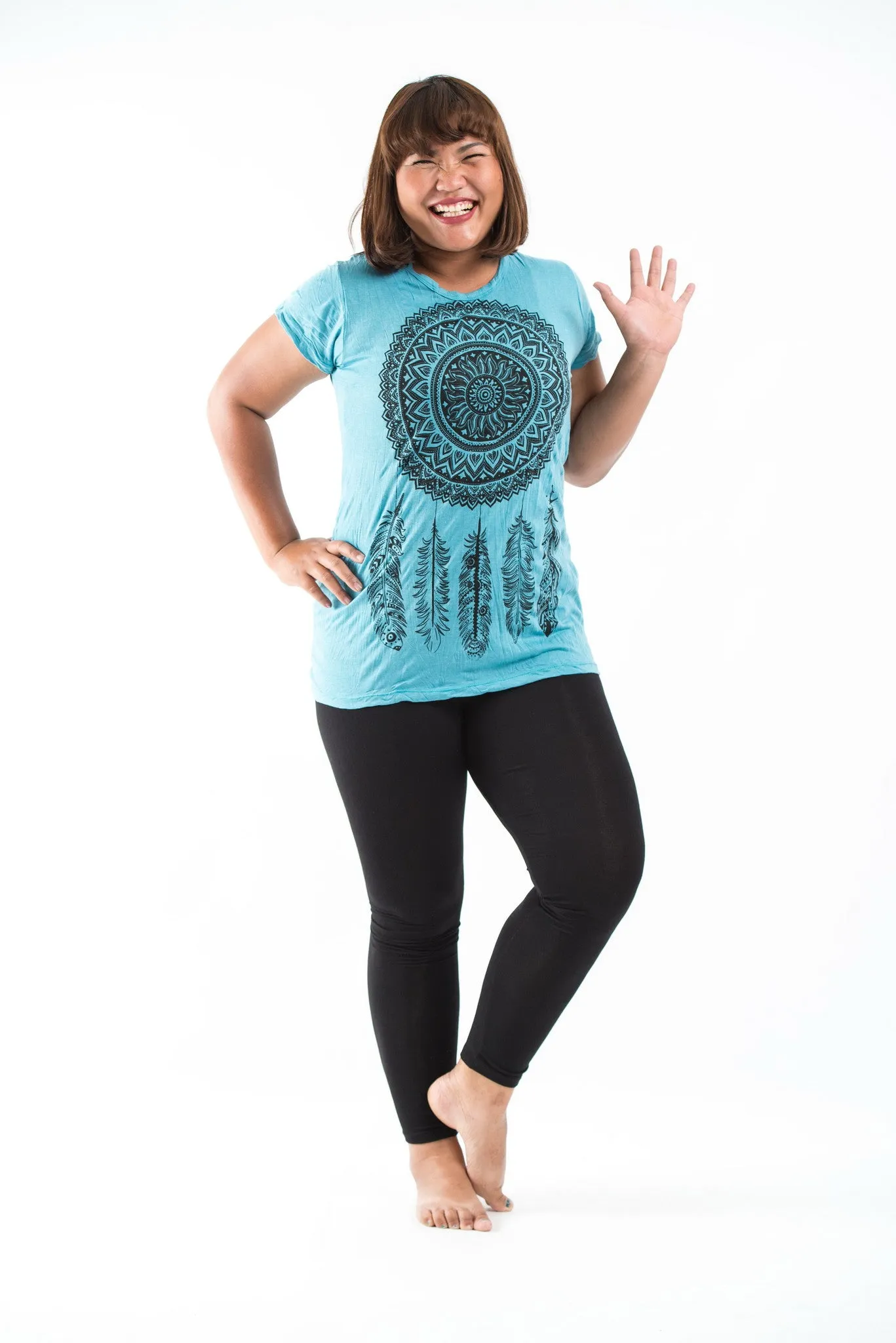 Plus Size Sure Design Women's Dreamcatcher T-Shirt Turquoise