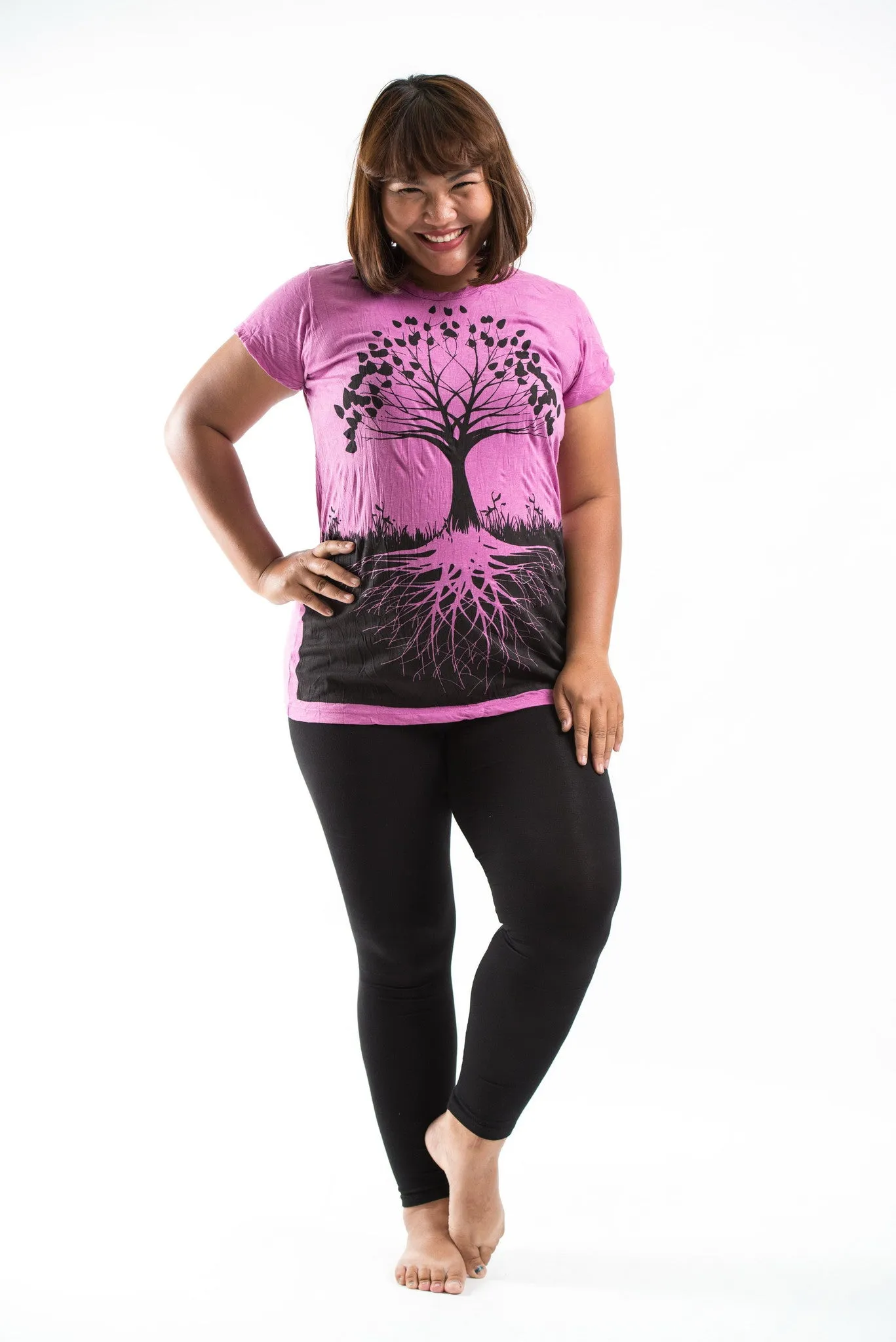 Plus Size Sure Design Women's Tree of Life T-Shirt Pink