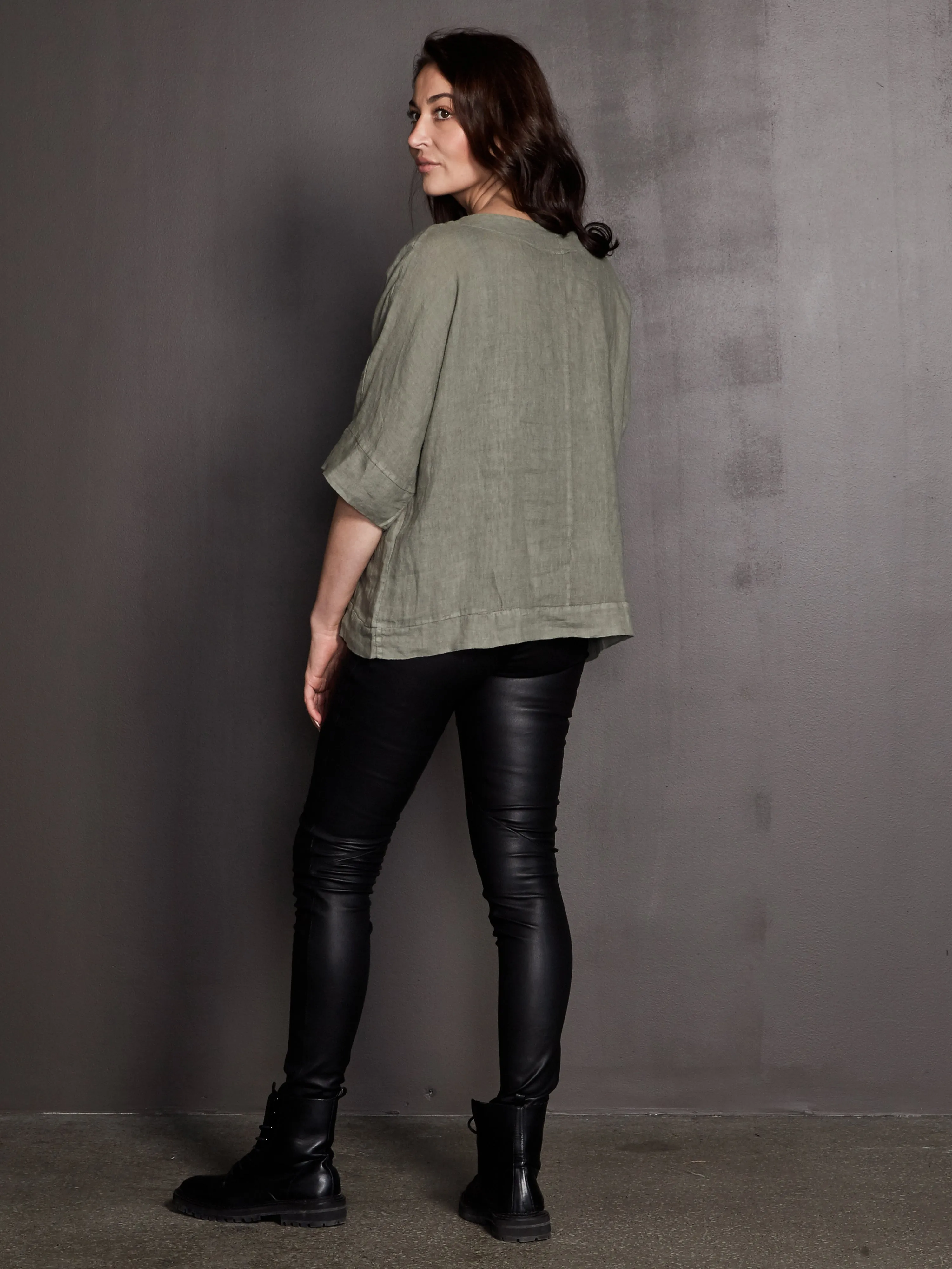 POLETTE linen top - Army