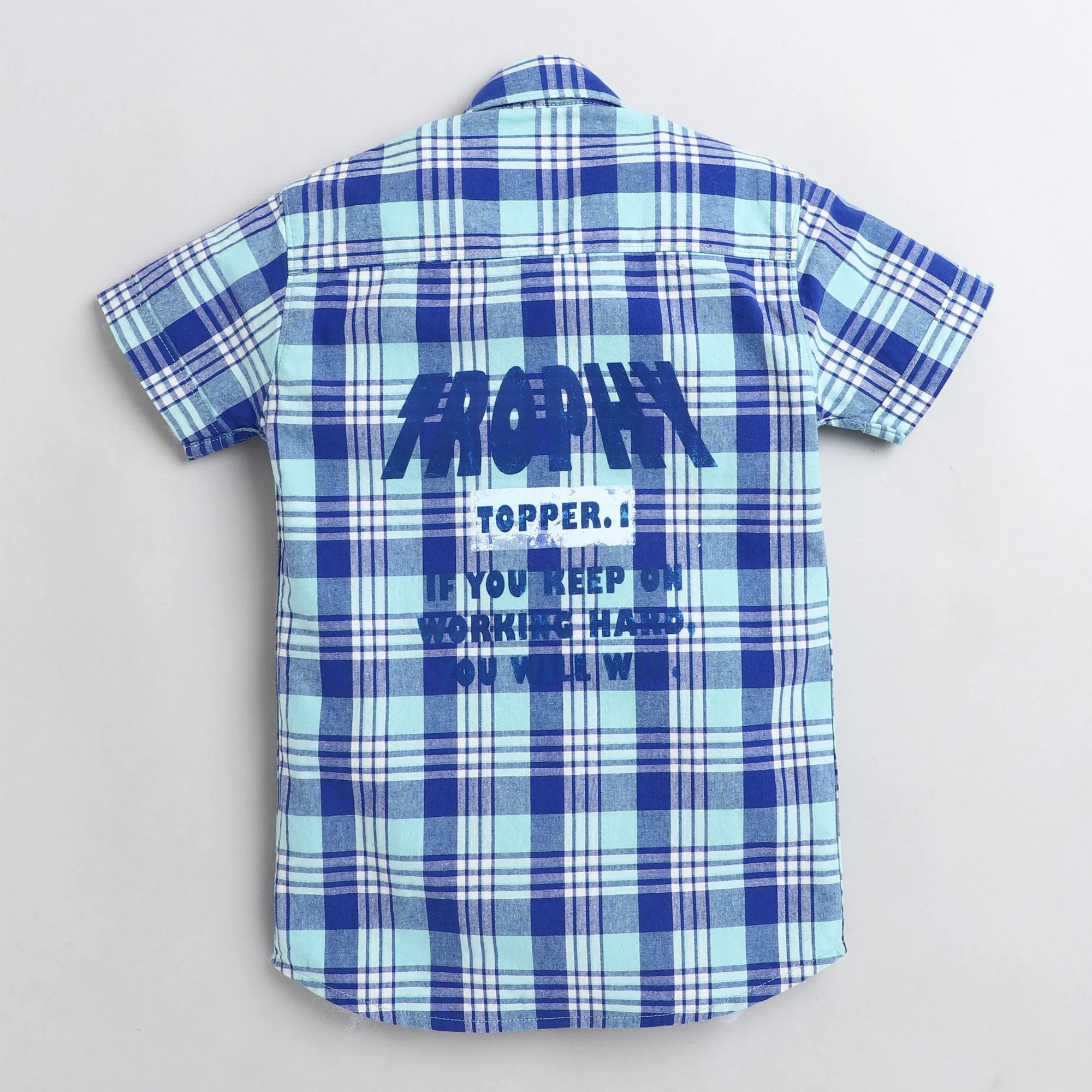 Polka Tots 2 Pockets Checks Shirt - Blue