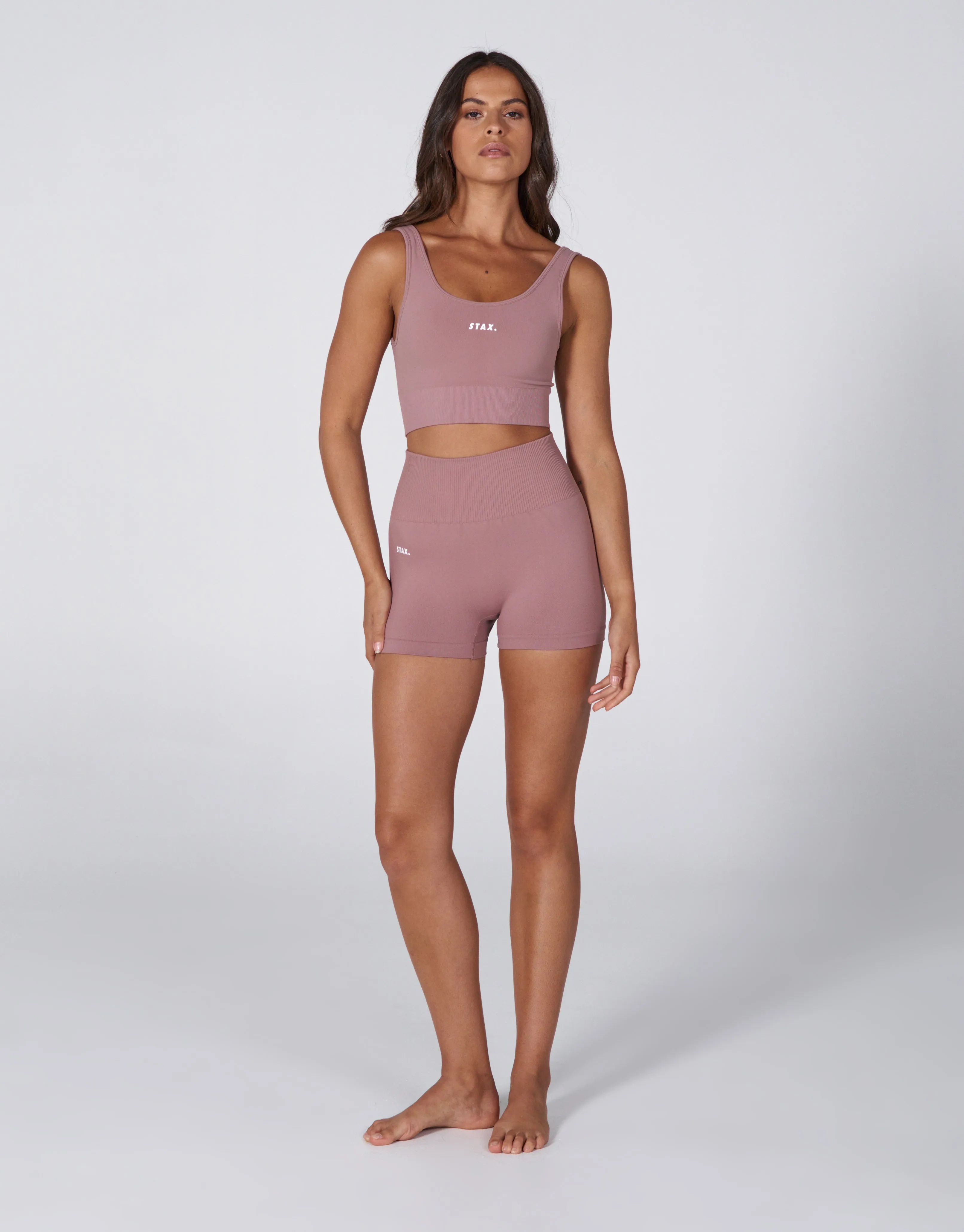 Premium Seamless Favourites Low Back Crop - Dusty Rose