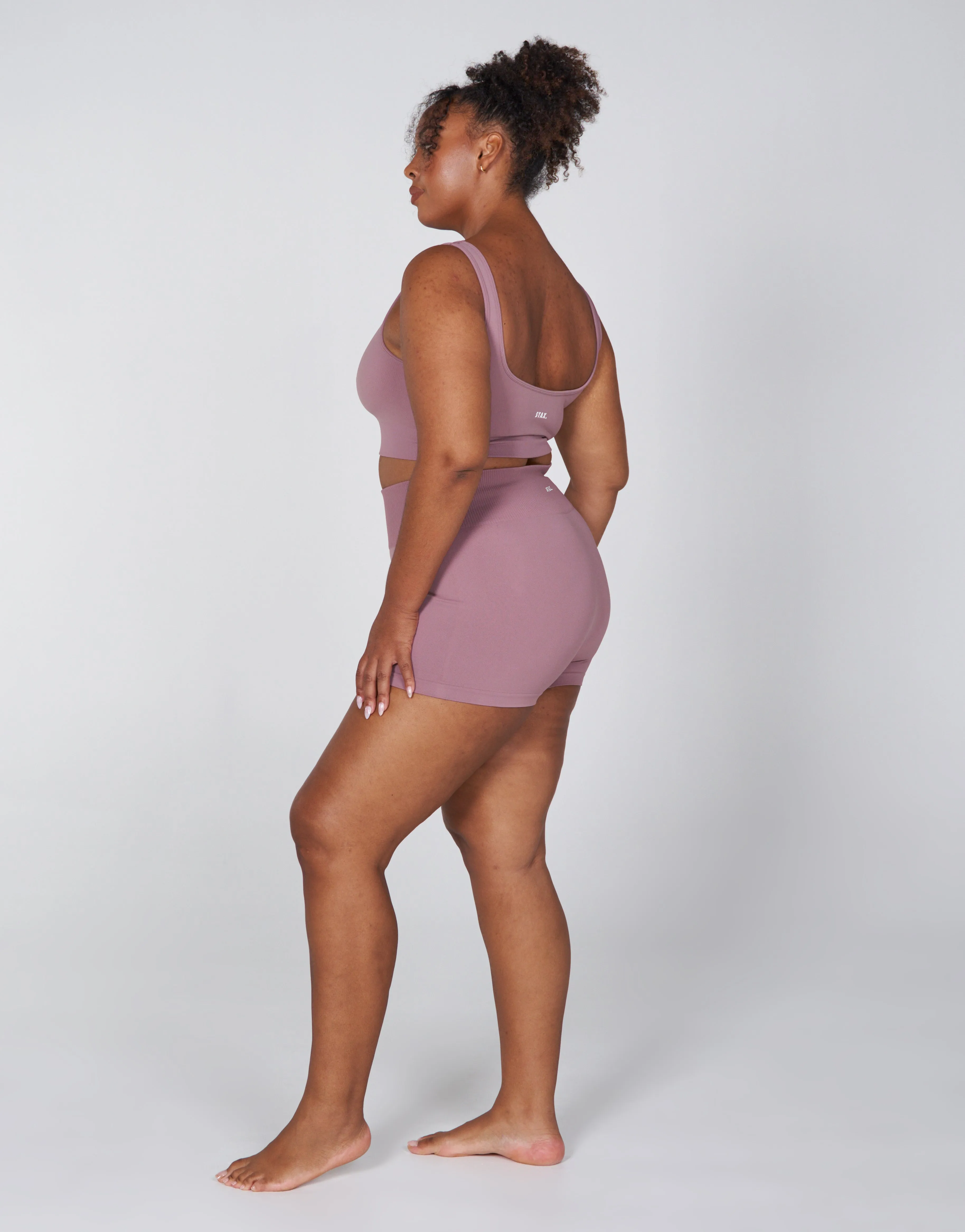 Premium Seamless Favourites Low Back Crop - Dusty Rose