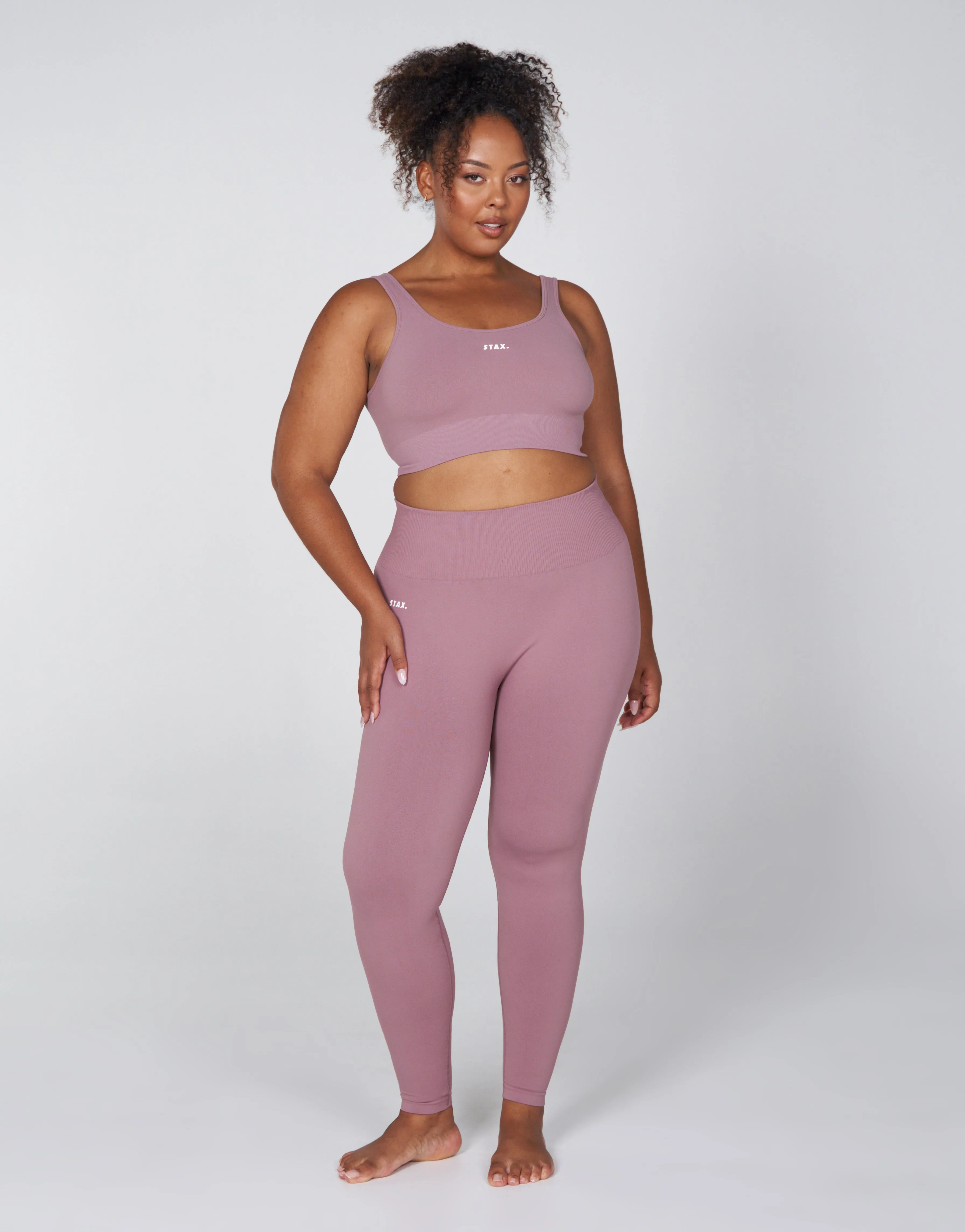 Premium Seamless Favourites Low Back Crop - Dusty Rose