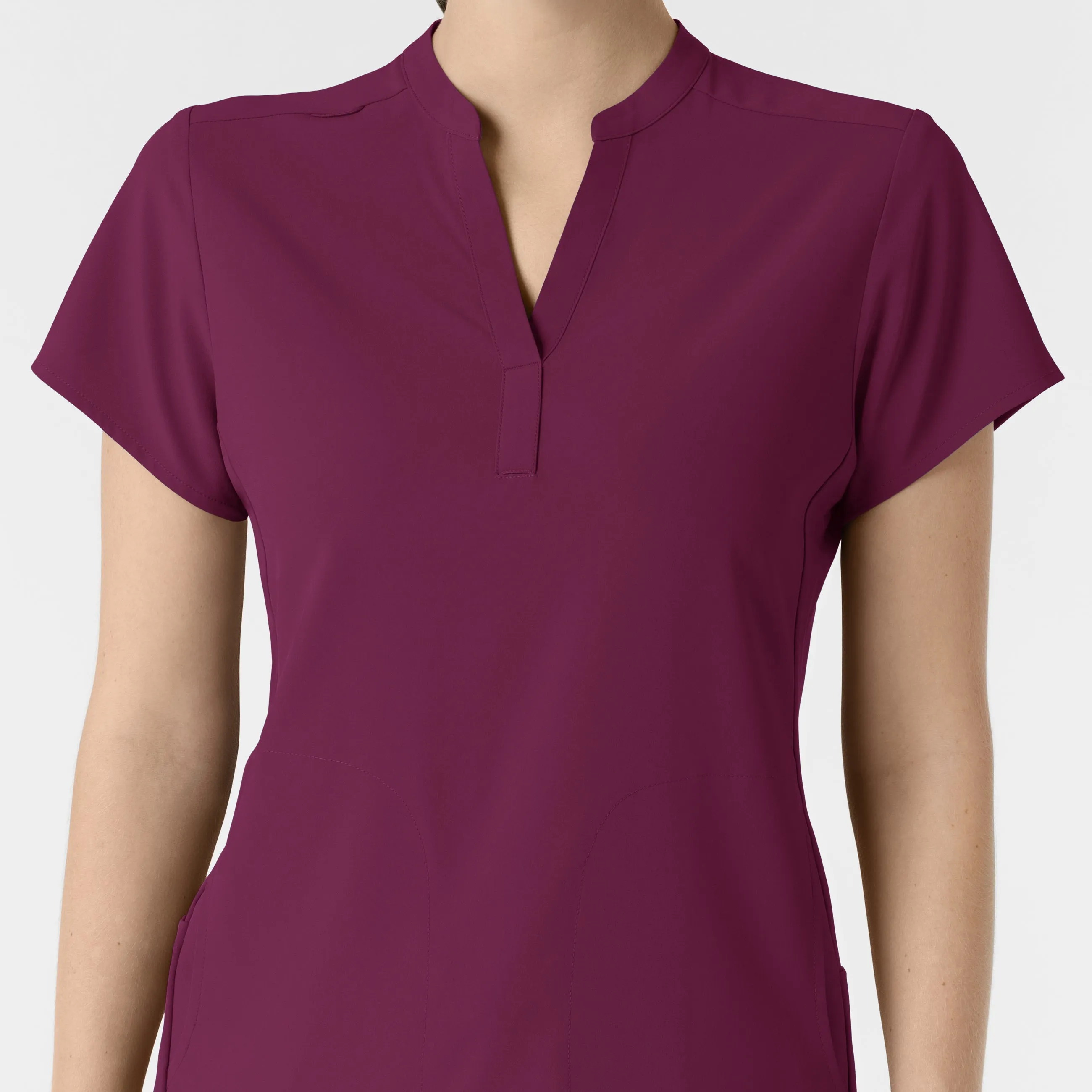 RENEW Women's Mandarin Collar Scrub Top - Wine