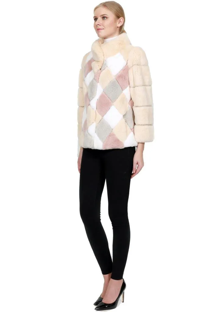 Rex Coat with Multicolor Diamond Pattern