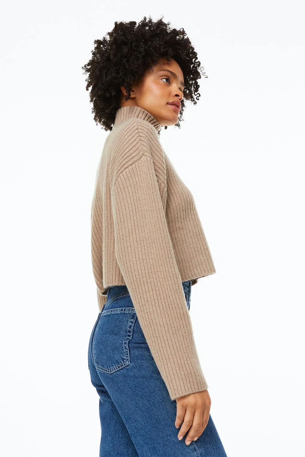 Ribbed Mock Turtleneck Sweater