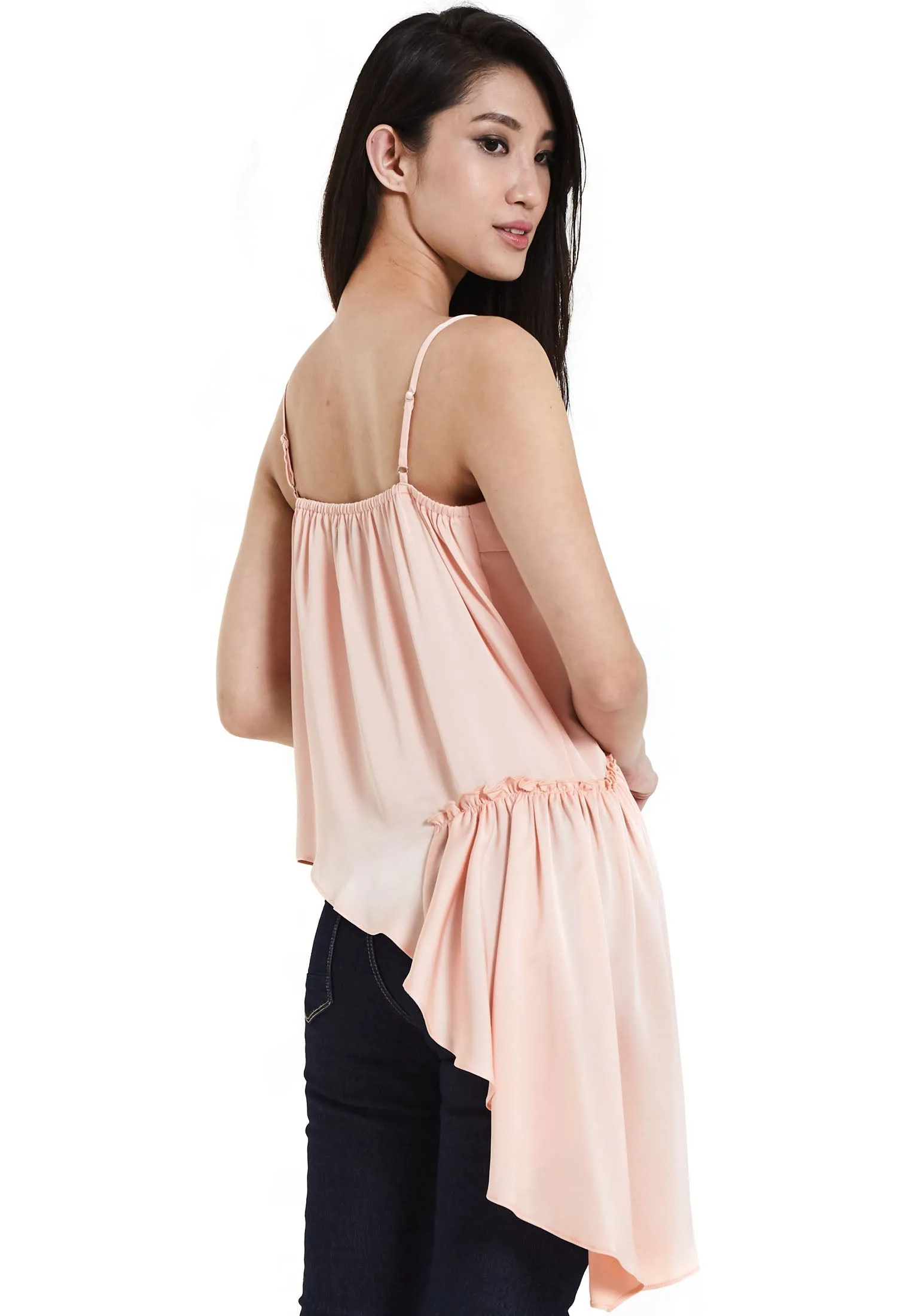 Ruffled Asymmetrical Hem Blouse