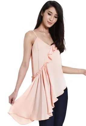 Ruffled Asymmetrical Hem Blouse